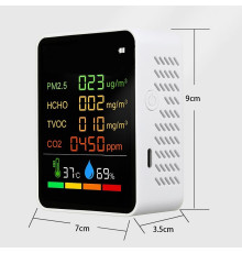 Анализатор качества воздуха 6в1 CO₂, HCHO, TVOC, PM2.5 Air Quality Detector 